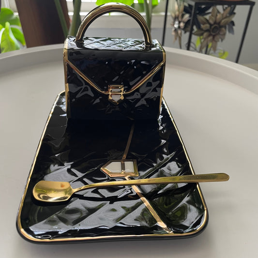 Black handbag tea set