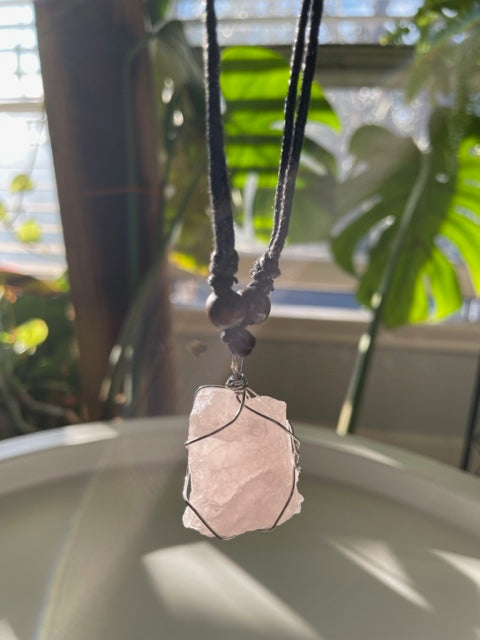 Raw Rose Quartz Necklaces