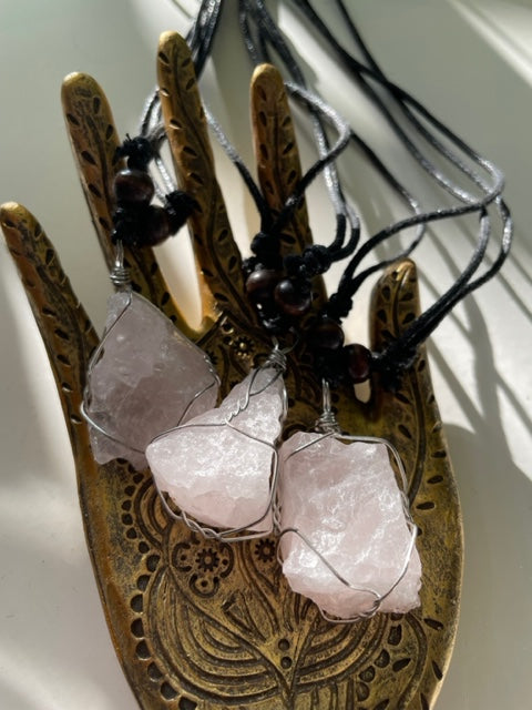 Raw Rose Quartz Necklaces