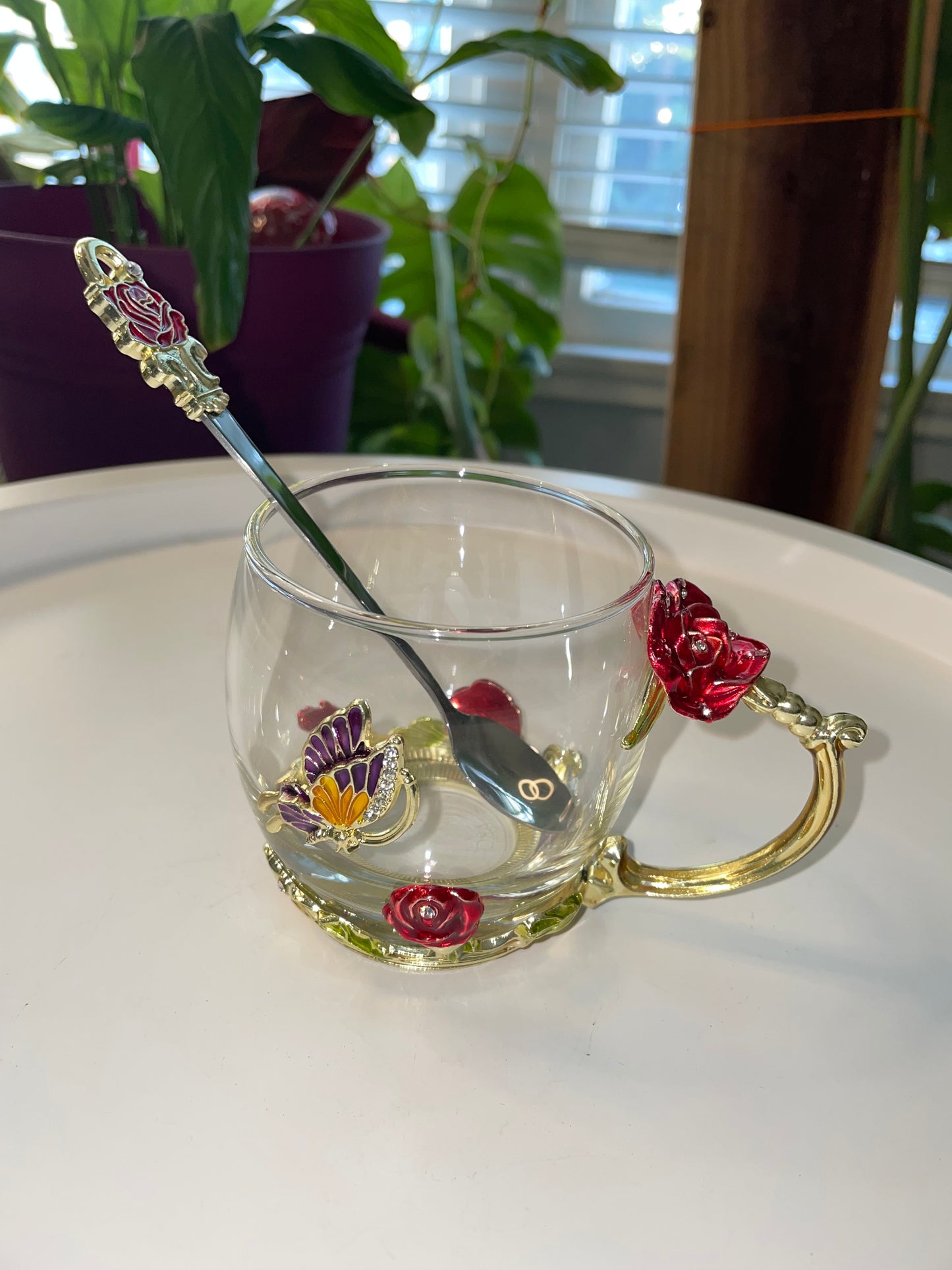 Glass Rose Tea Cup