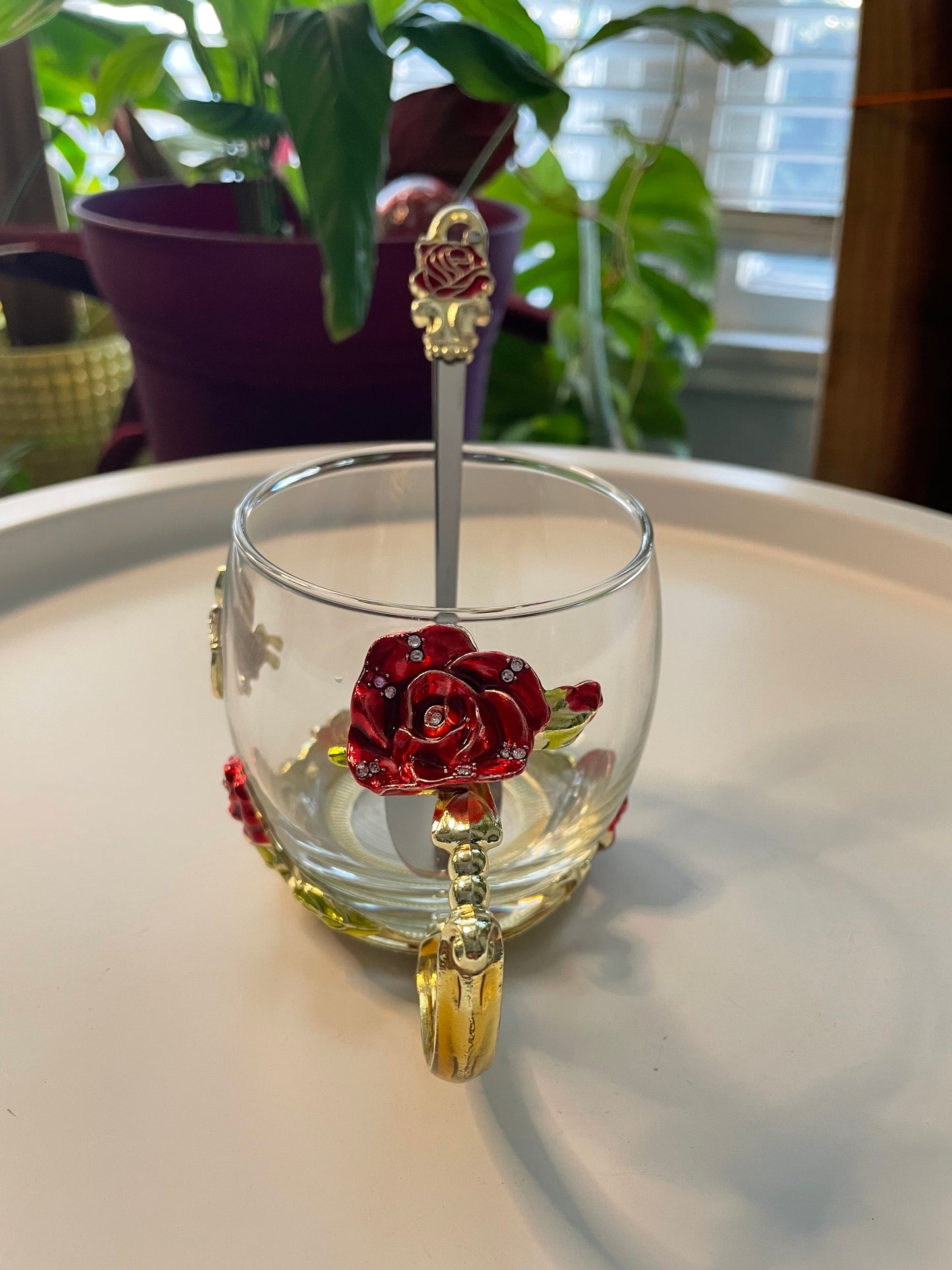 Glass Rose Tea Cup