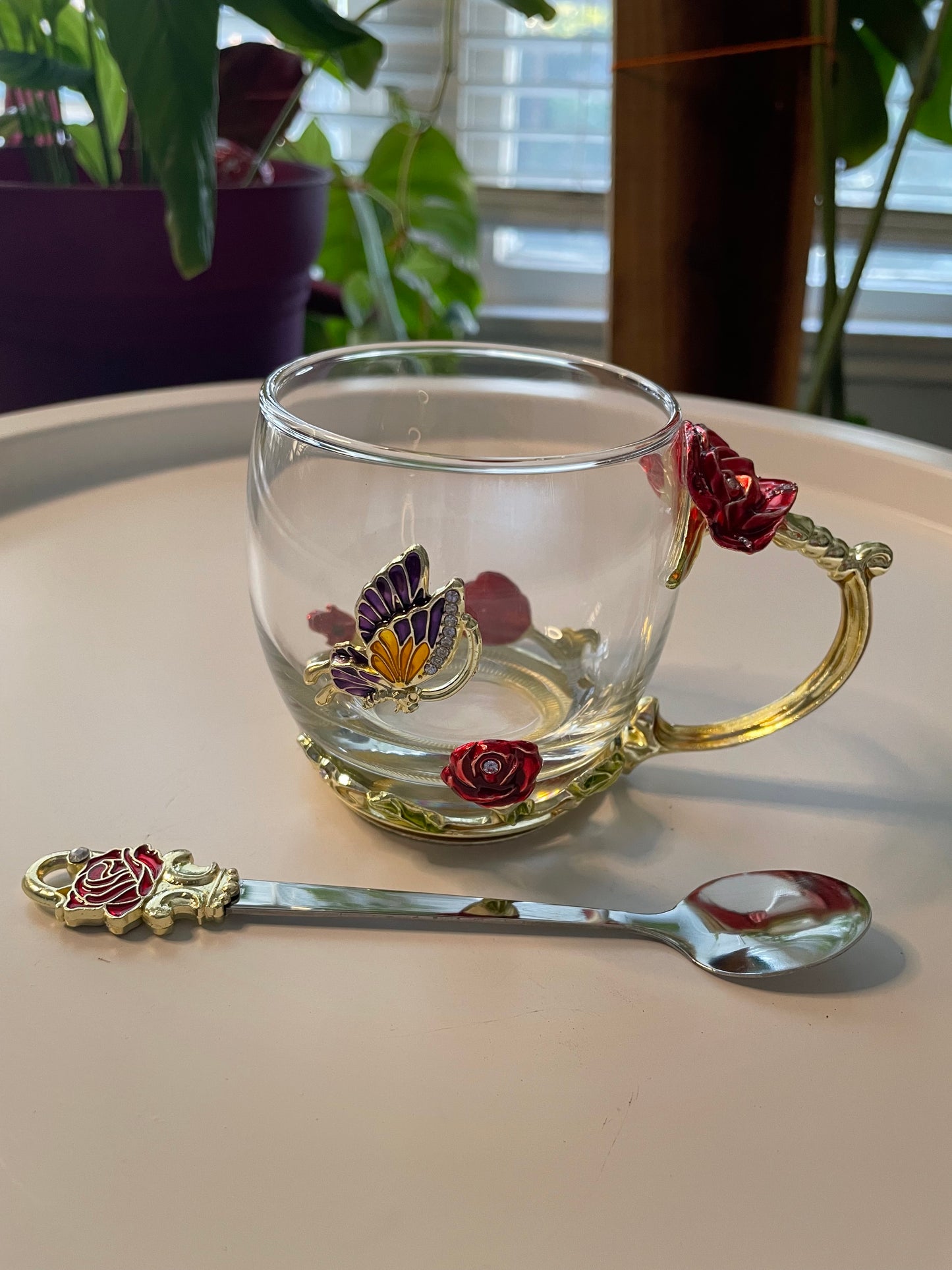 Glass Rose Tea Cup