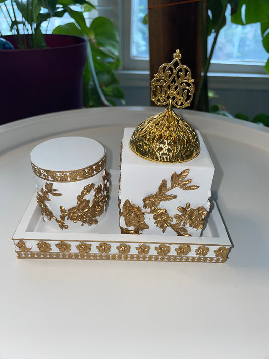 Gold and White Incense Burner