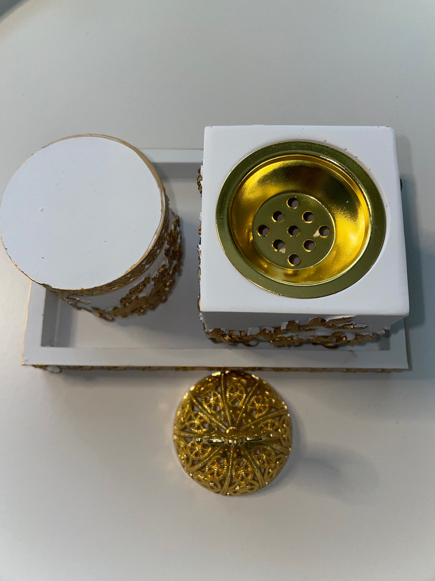 Gold and White Incense Burner